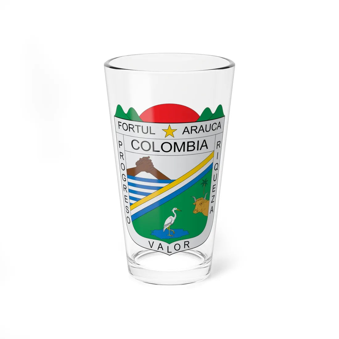 Escudo de Fortul Arauca (Colombia) (Coat of Arms) Pint Glass 16oz 16oz - Go Mug Yourself