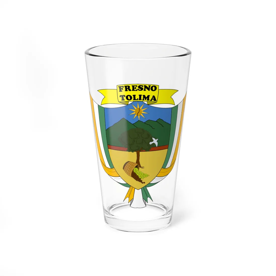 Escudo de Fresno - Tolima (Colombia) (Coat of Arms) Pint Glass 16oz 16oz - Go Mug Yourself