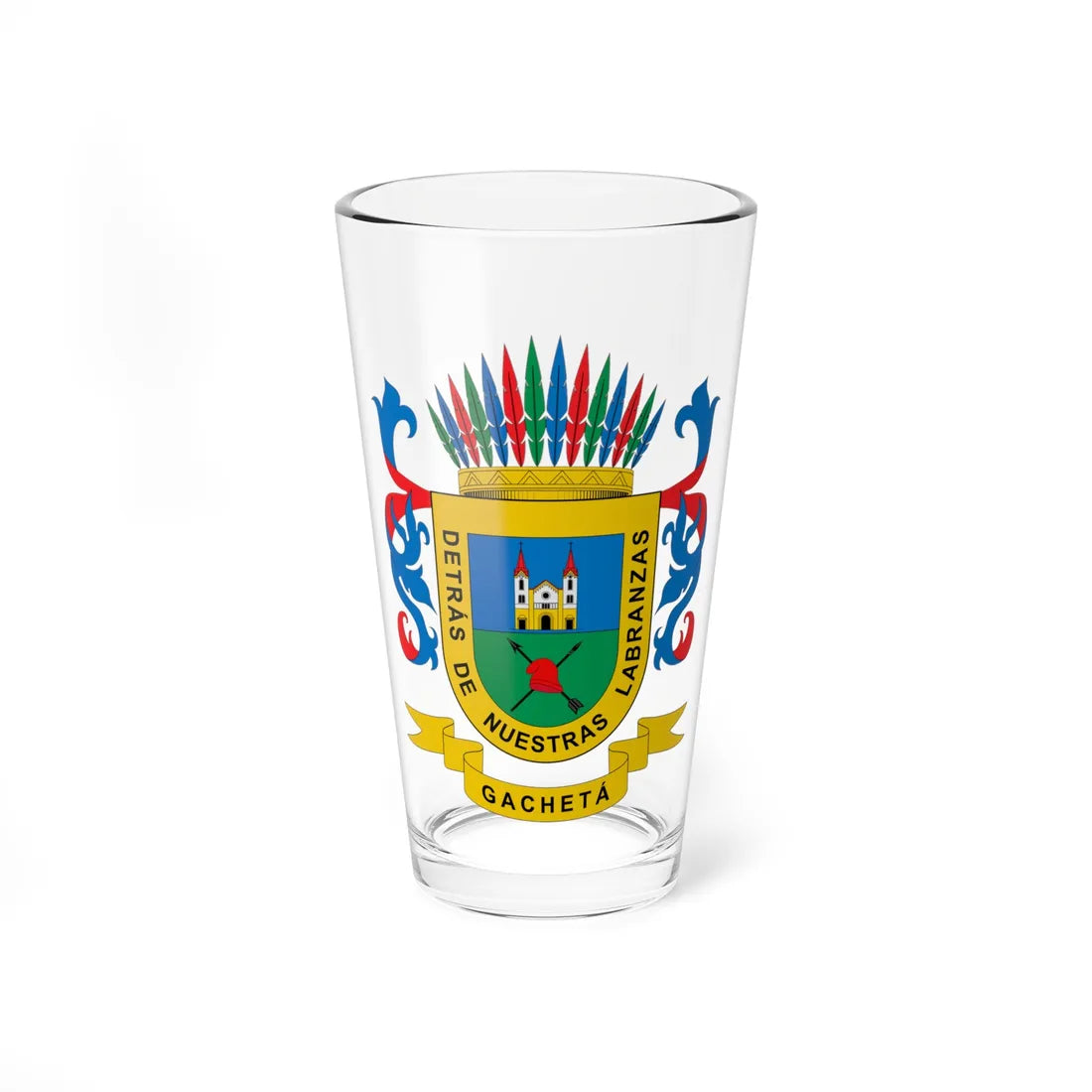 Escudo de Gachetá (Colombia) (Coat of Arms) Pint Glass 16oz 16oz - Go Mug Yourself