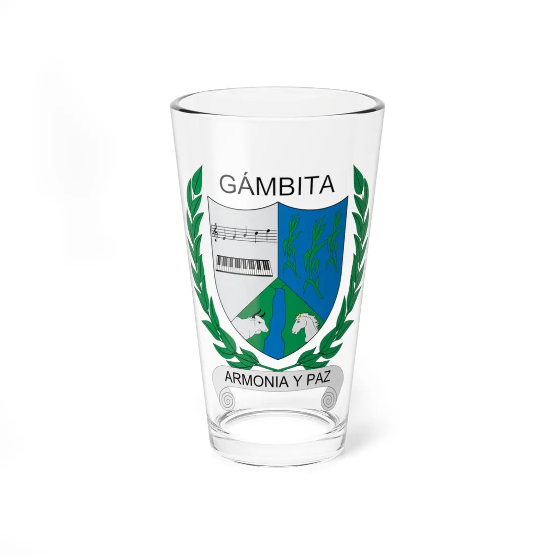 Escudo de Gámbita (Colombia) (Coat of Arms) Pint Glass 16oz 16oz - Go Mug Yourself