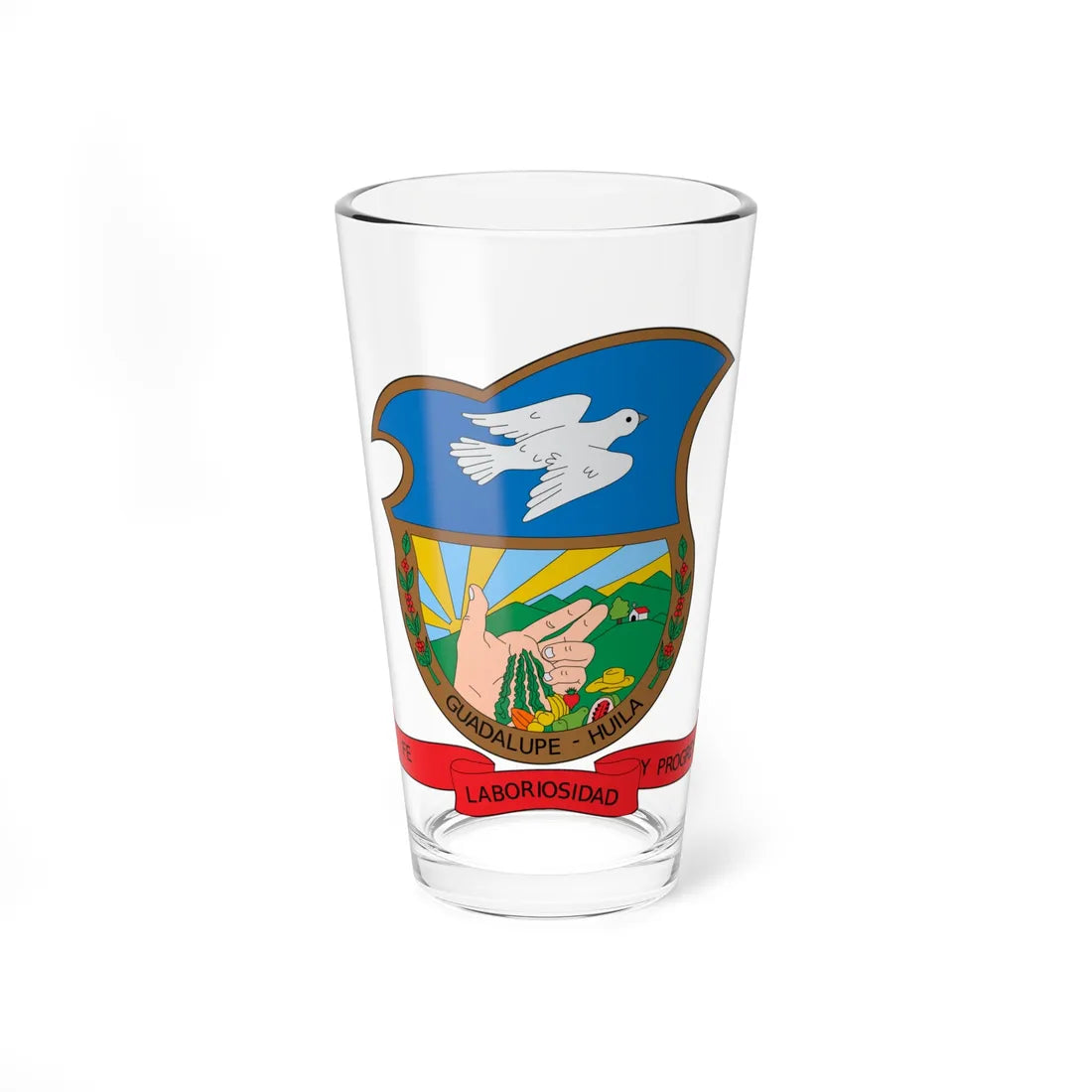 Escudo de Guadalupe Huila (Colombia) (Coat of Arms) Pint Glass 16oz 16oz - Go Mug Yourself