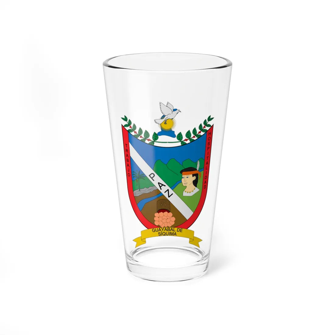 Escudo de Guayabal de Síquima (Colombia) (Coat of Arms) Pint Glass 16oz 16oz - Go Mug Yourself