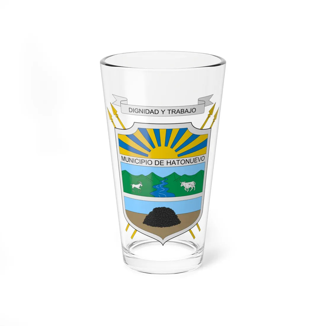 Escudo de Hatonuevo (Colombia) (Coat of Arms) Pint Glass 16oz 16oz - Go Mug Yourself
