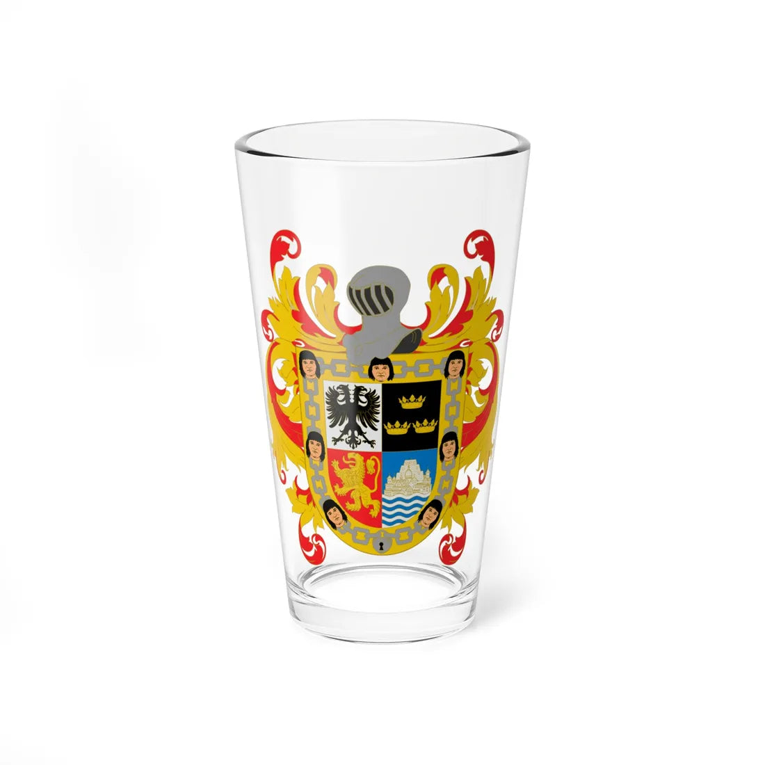 Escudo de Hernán Cortés 1525 (Costa Rica) (Coat of Arms) Pint Glass 16oz 16oz - Go Mug Yourself