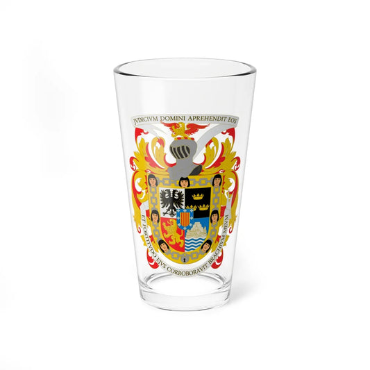 Escudo de Hernán Cortés completo (Costa Rica) (Coat of Arms) Pint Glass 16oz 16oz - Go Mug Yourself