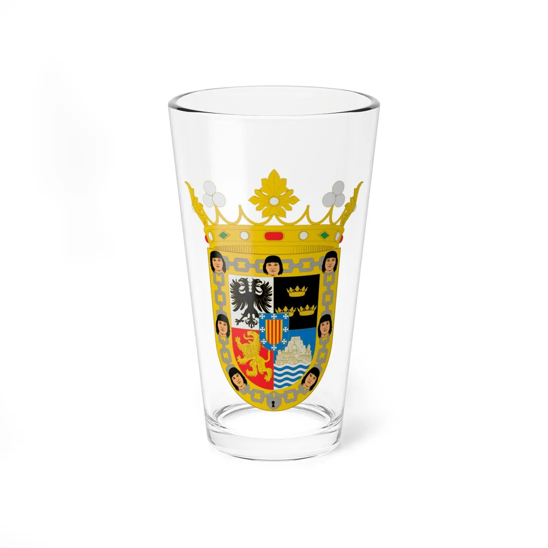 Escudo de Hernán Cortés marqués del Valle de Oaxaca 1529 (Costa Rica) (Coat of Arms) Pint Glass 16oz 16oz - Go Mug Yourself
