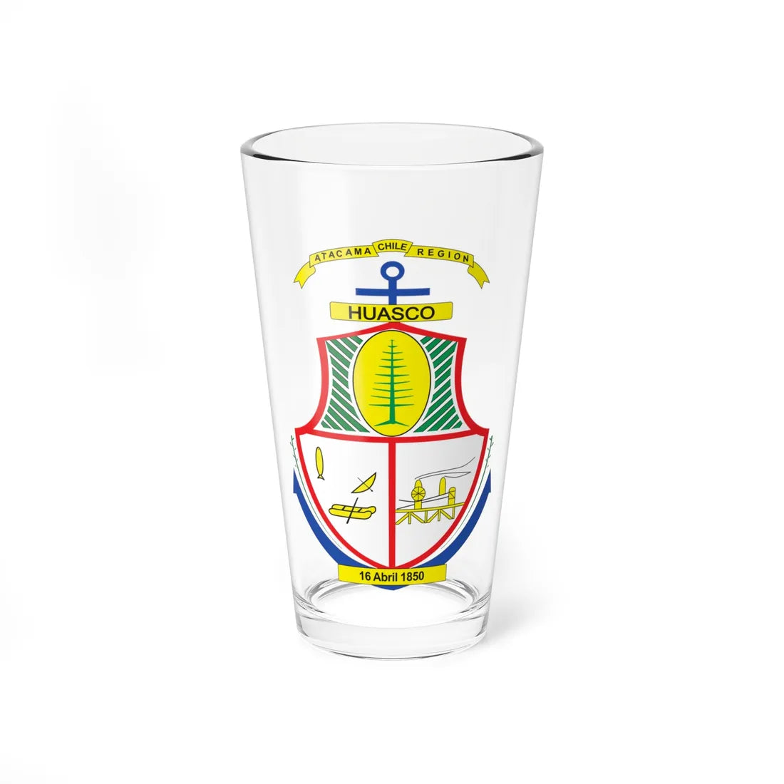 Escudo de Huasco (Chile) (Coat of Arms) Pint Glass 16oz 16oz - Go Mug Yourself
