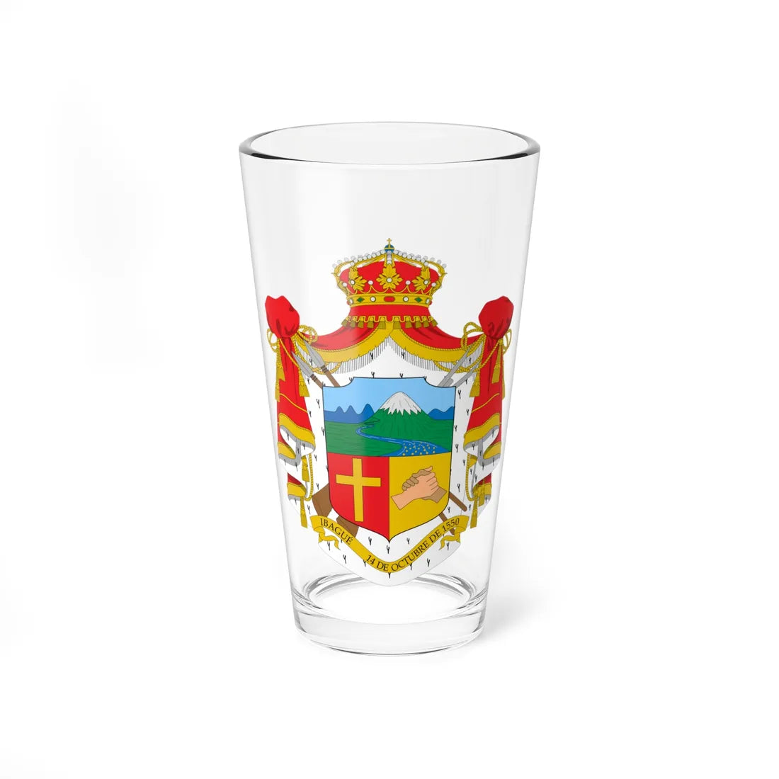 Escudo de Ibagué heráldico (Colombia) (Coat of Arms) Pint Glass 16oz 16oz - Go Mug Yourself