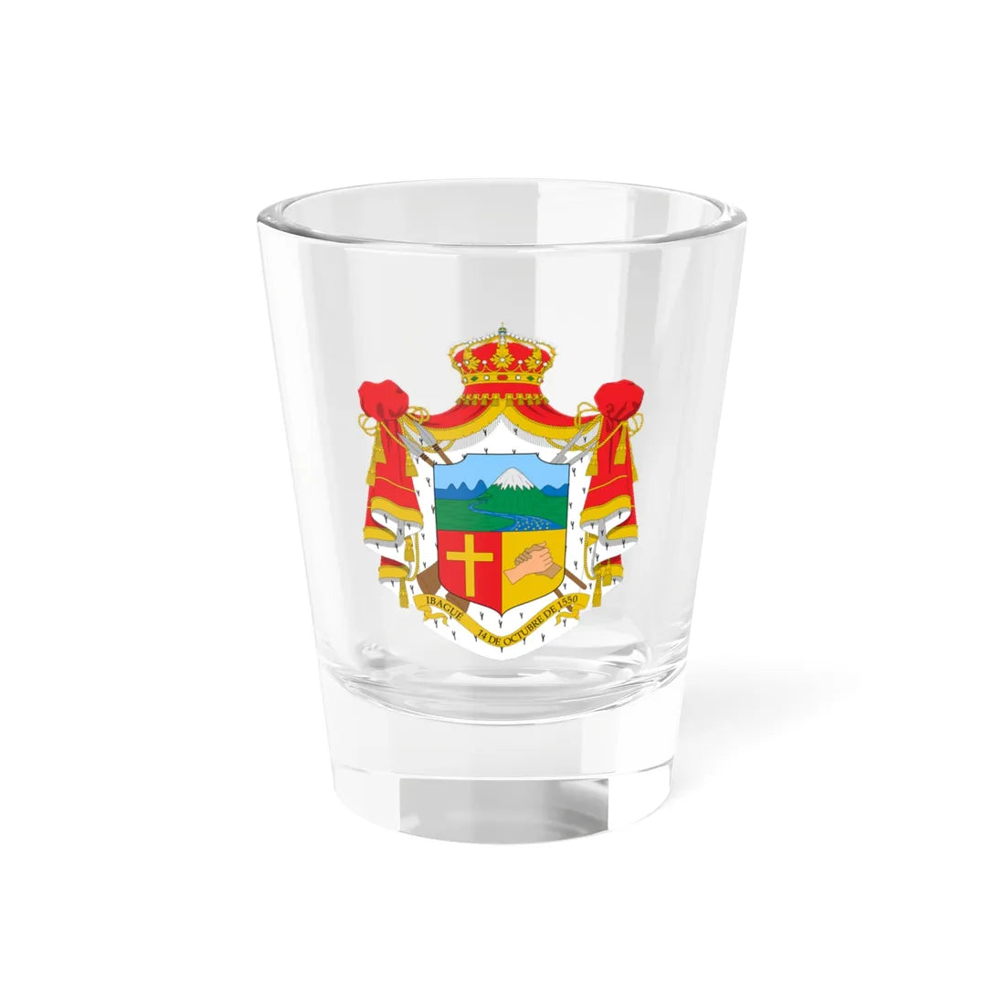 Escudo de Ibagué heráldico (Colombia) (Coat of Arms) Shot Glass 1.5oz 1.5oz - Go Mug Yourself