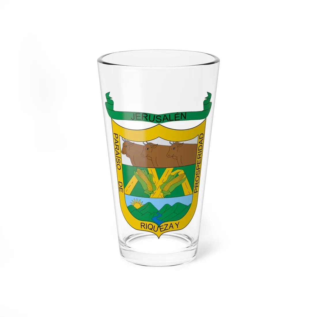Escudo de Jerusalén Cundinamarca (Colombia) (Coat of Arms) Pint Glass 16oz 16oz - Go Mug Yourself