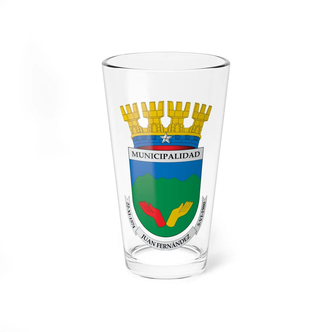 Escudo de Juan Fernández (Chile) (Coat of Arms) Pint Glass 16oz 16oz - Go Mug Yourself