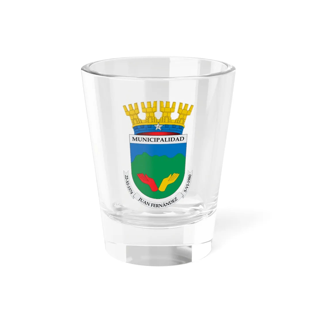 Escudo de Juan Fernández (Chile) (Coat of Arms) Shot Glass 1.5oz 1.5oz - Go Mug Yourself