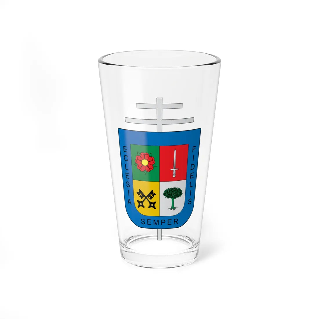 Escudo de la Arquidiócesis de Bucaramanga (Colombia) (Coat of Arms) Pint Glass 16oz 16oz - Go Mug Yourself