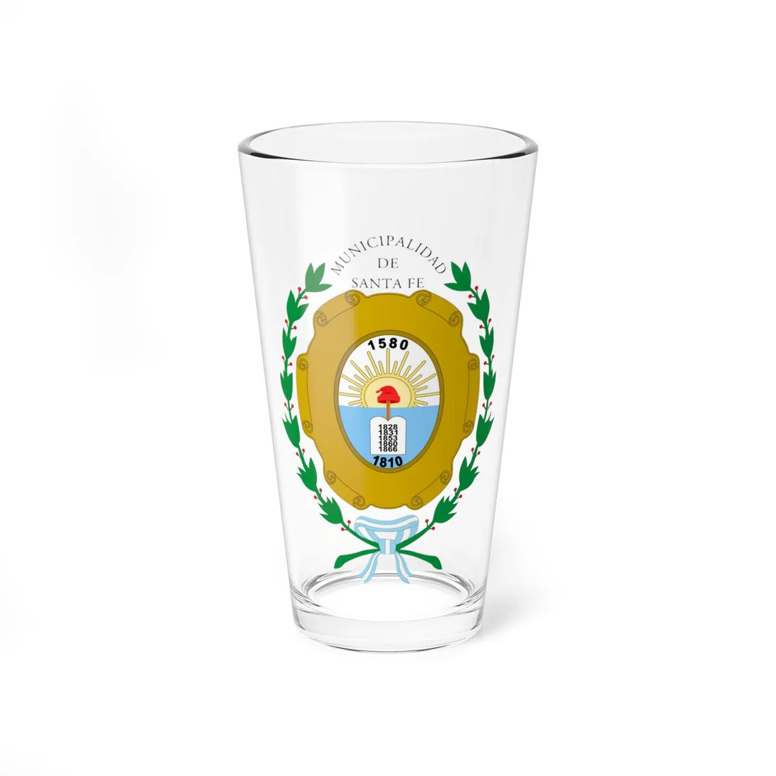 Escudo de la Ciudad de Santa Fe Argentina (Argentina) (Coat of Arms) Pint Glass 16oz 16oz - Go Mug Yourself