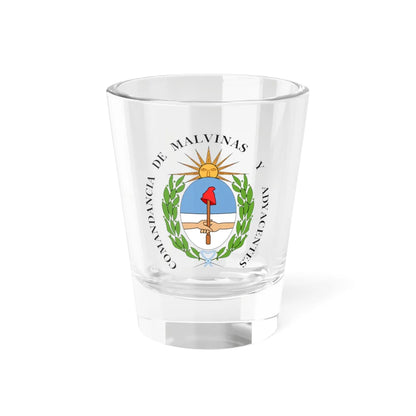 Escudo de la Comandancia de las Islas Malvinas y Adyacentes en el Cabo de Hornos (Argentina) (Coat of Arms) Shot Glass 1.5oz 1.5oz - Go Mug Yourself