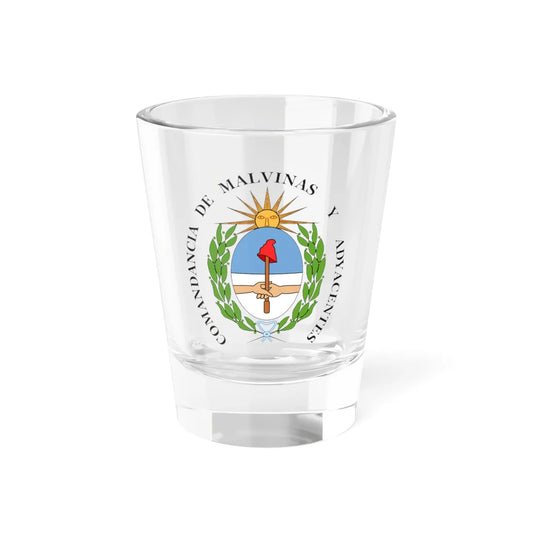 Escudo de la Comandancia de las Islas Malvinas y Adyacentes en el Cabo de Hornos (Argentina) (Coat of Arms) Shot Glass 1.5oz 1.5oz - Go Mug Yourself