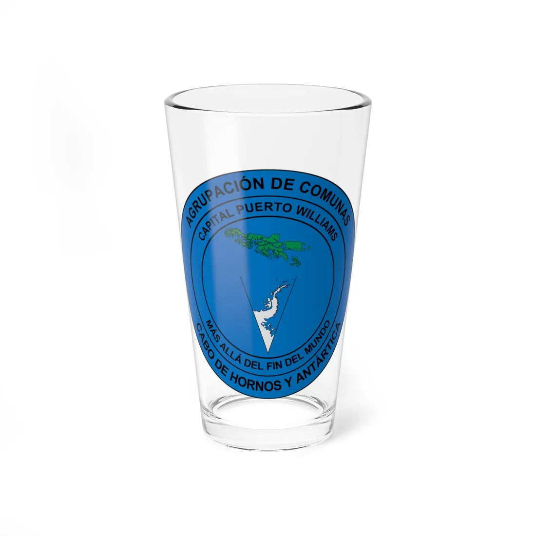 Escudo de la comuna de Antártica (Chile) (Coat of Arms) Pint Glass 16oz 16oz - Go Mug Yourself