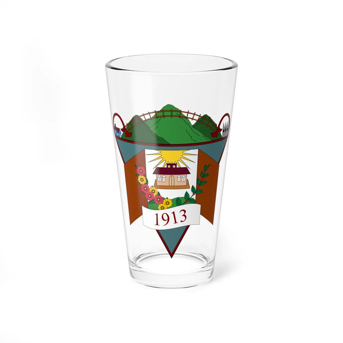 Escudo de La Cumbre - Valle del Cauca (Colombia) (Coat of Arms) Pint Glass 16oz 16oz - Go Mug Yourself