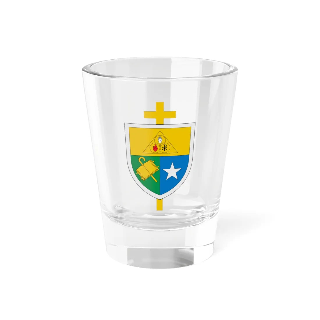 Escudo de la Diócesis de Granada Colombia (Colombia) (Coat of Arms) Shot Glass 1.5oz 1.5oz - Go Mug Yourself