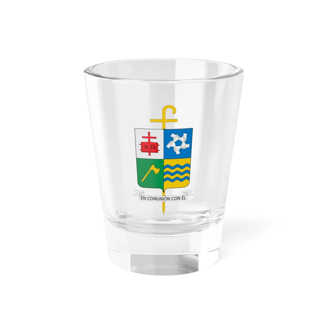 Escudo de la Diócesis de Granada en Colombia (Colombia) (Coat of Arms) Shot Glass 1.5oz 1.5oz - Go Mug Yourself