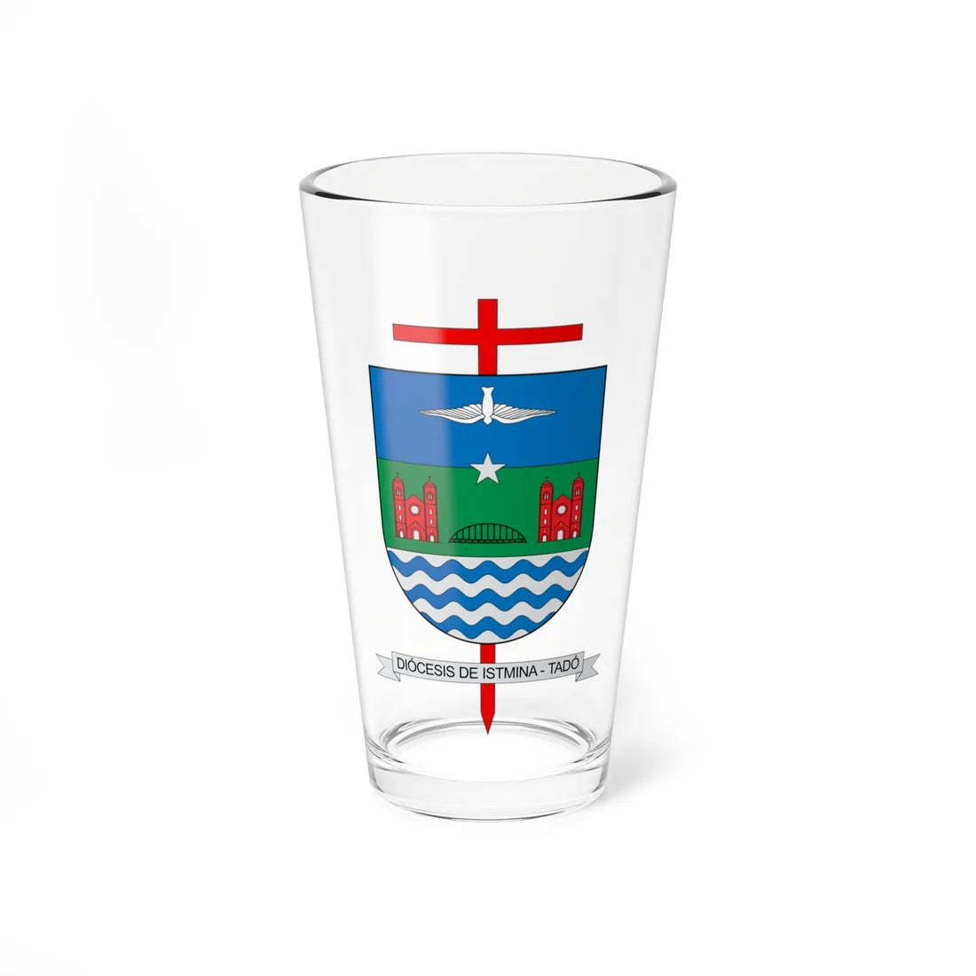 Escudo de la Diócesis de Istmina - Tadó (Colombia) (Coat of Arms) Pint Glass 16oz 16oz - Go Mug Yourself