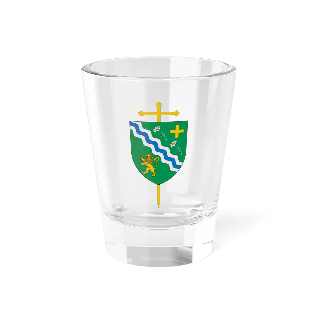 Escudo de la Diócesis de Montería (Colombia) (Coat of Arms) Shot Glass 1.5oz 1.5oz - Go Mug Yourself