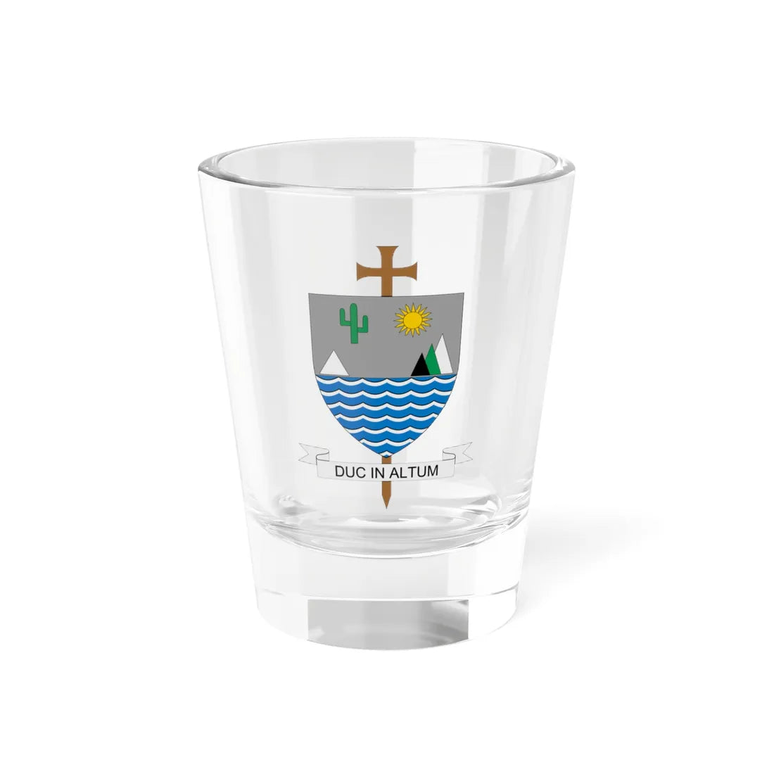 Escudo de la Diócesis de Riohacha (Colombia) (Coat of Arms) Shot Glass 1.5oz 1.5oz - Go Mug Yourself