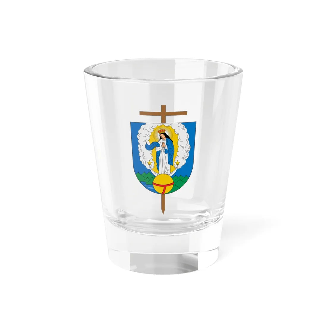 Escudo de la Diócesis de Santa Marta (Colombia) (Coat of Arms) Shot Glass 1.5oz 1.5oz - Go Mug Yourself