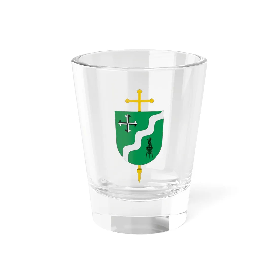 Escudo de la Diócesis de Tibú (Colombia) (Coat of Arms) Shot Glass 1.5oz 1.5oz - Go Mug Yourself
