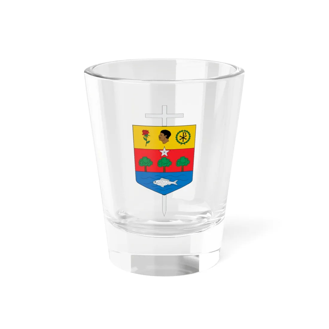 Escudo de la Diócesis de Tumaco (Colombia) (Coat of Arms) Shot Glass 1.5oz 1.5oz - Go Mug Yourself