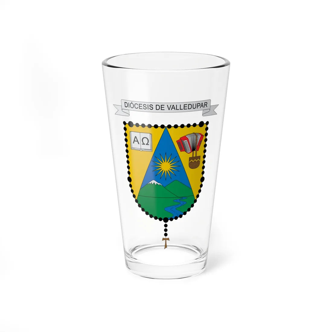 Escudo de la Diócesis de Valledupar (Colombia) (Coat of Arms) Pint Glass 16oz 16oz - Go Mug Yourself