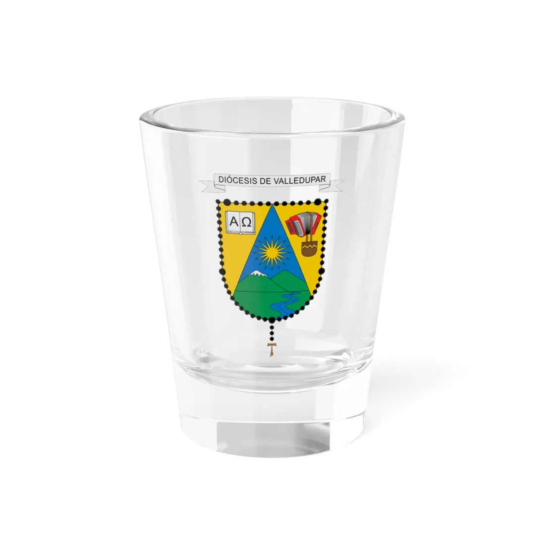 Escudo de la Diócesis de Valledupar (Colombia) (Coat of Arms) Shot Glass 1.5oz 1.5oz - Go Mug Yourself
