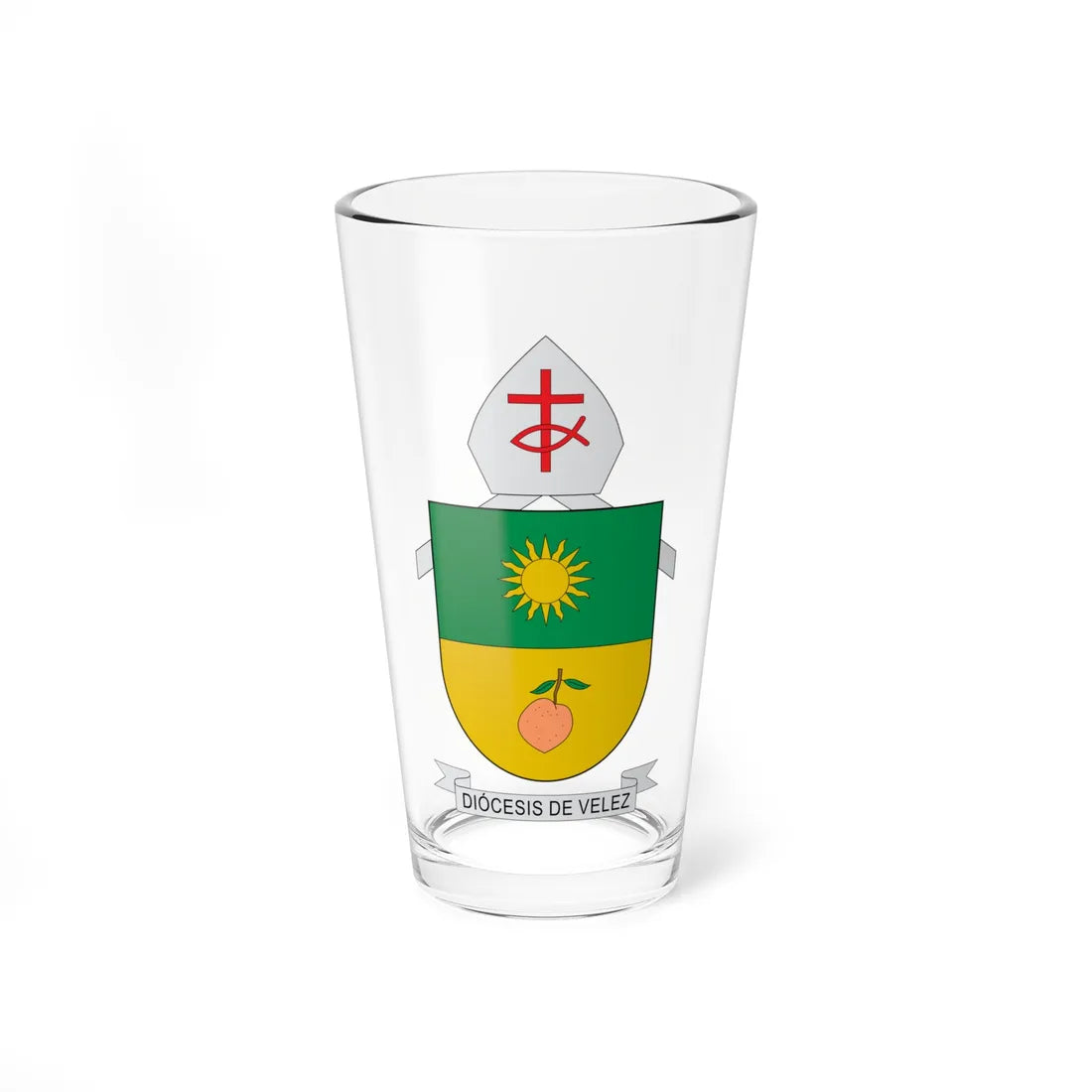 Escudo de la Diócesis de Vélez (Colombia) (Coat of Arms) Pint Glass 16oz 16oz - Go Mug Yourself