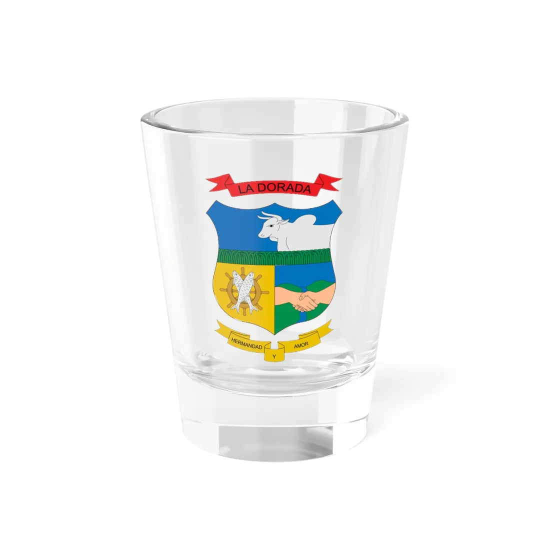 Escudo de La Dorada Caldas (Colombia) (Coat of Arms) Shot Glass 1.5oz 1.5oz - Go Mug Yourself