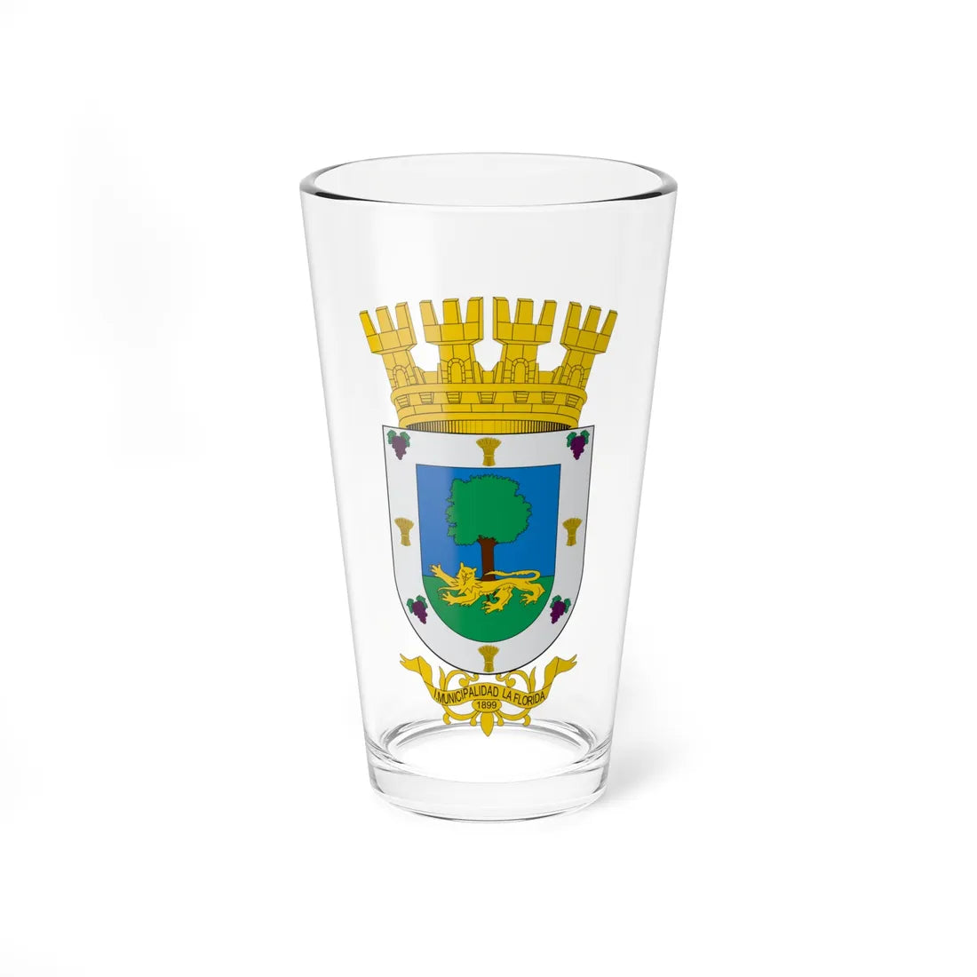 Escudo de La Florida Chile (Chile) (Coat of Arms) Pint Glass 16oz 16oz - Go Mug Yourself
