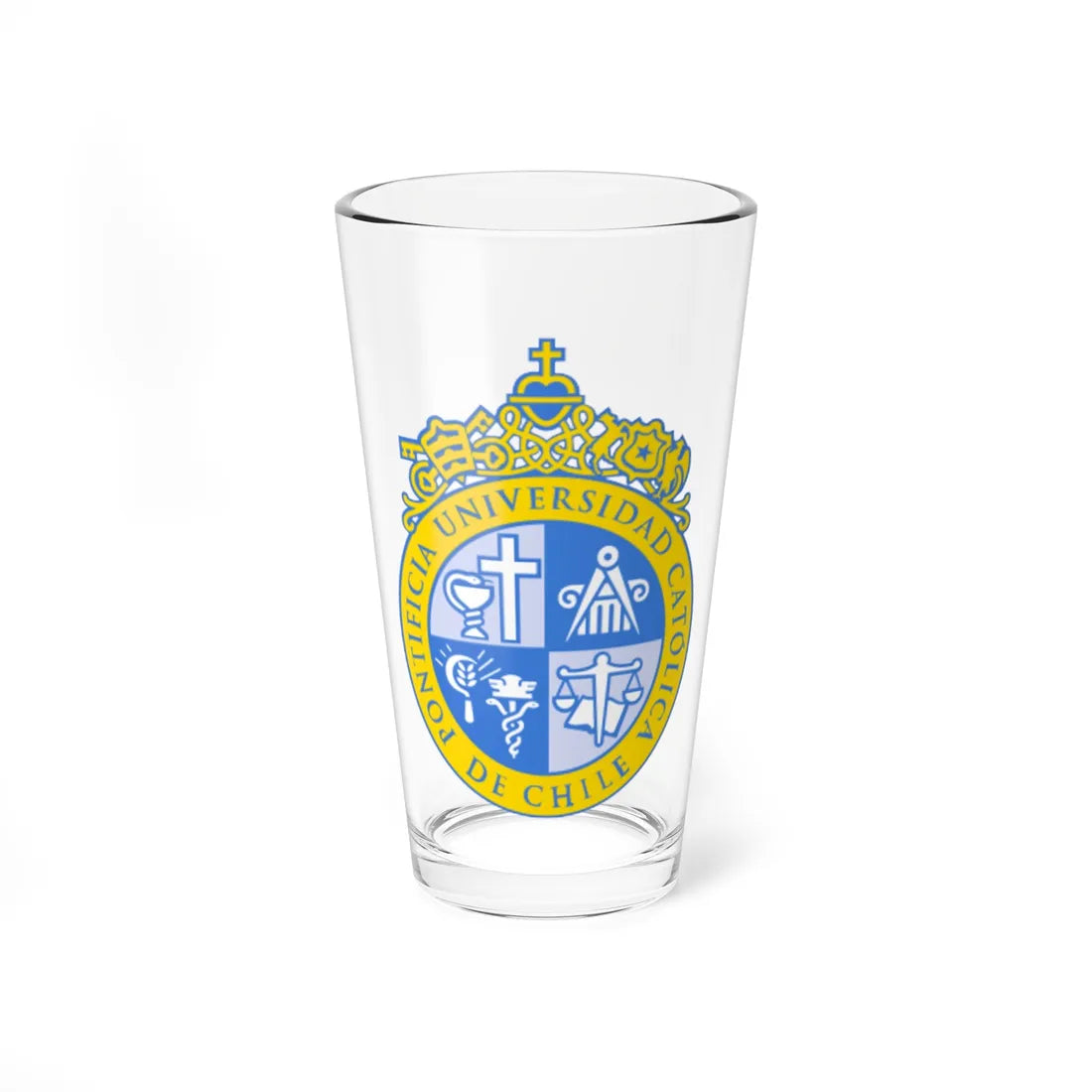 Escudo de la Pontificia Universidad Católica de Chile (Chile) (Coat of Arms) Pint Glass 16oz 16oz - Go Mug Yourself