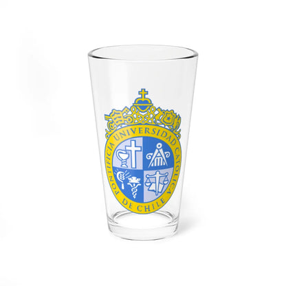 Escudo de la Pontificia Universidad Católica de Chile (Chile) (Coat of Arms) Pint Glass 16oz 16oz - Go Mug Yourself