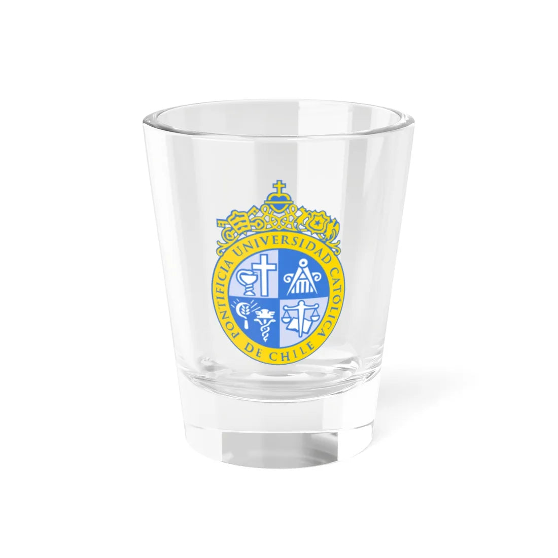 Escudo de la Pontificia Universidad Católica de Chile (Chile) (Coat of Arms) Shot Glass 1.5oz 1.5oz - Go Mug Yourself