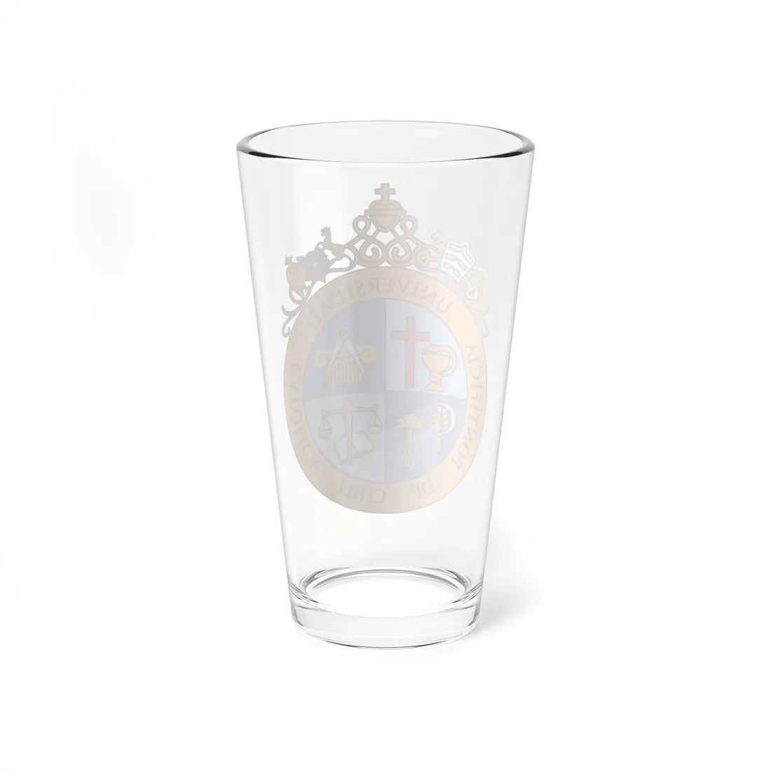 Escudo de la Pontificia Universidad Católica de Chile tradicional (Chile) (Coat of Arms) Pint Glass 16oz - Go Mug Yourself