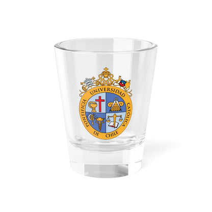 Escudo de la Pontificia Universidad Católica de Chile tradicional (Chile) (Coat of Arms) Shot Glass 1.5oz 1.5oz - Go Mug Yourself
