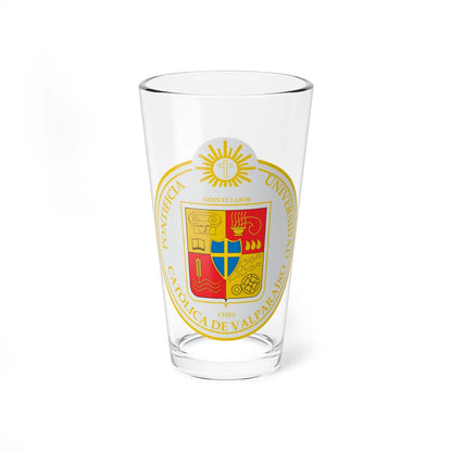 Escudo de la Pontificia Universidad Católica de Valparaíso (Chile) (Coat of Arms) Pint Glass 16oz 16oz - Go Mug Yourself