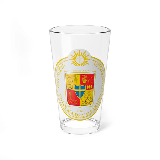 Escudo de la Pontificia Universidad Católica de Valparaíso (Chile) (Coat of Arms) Pint Glass 16oz 16oz - Go Mug Yourself