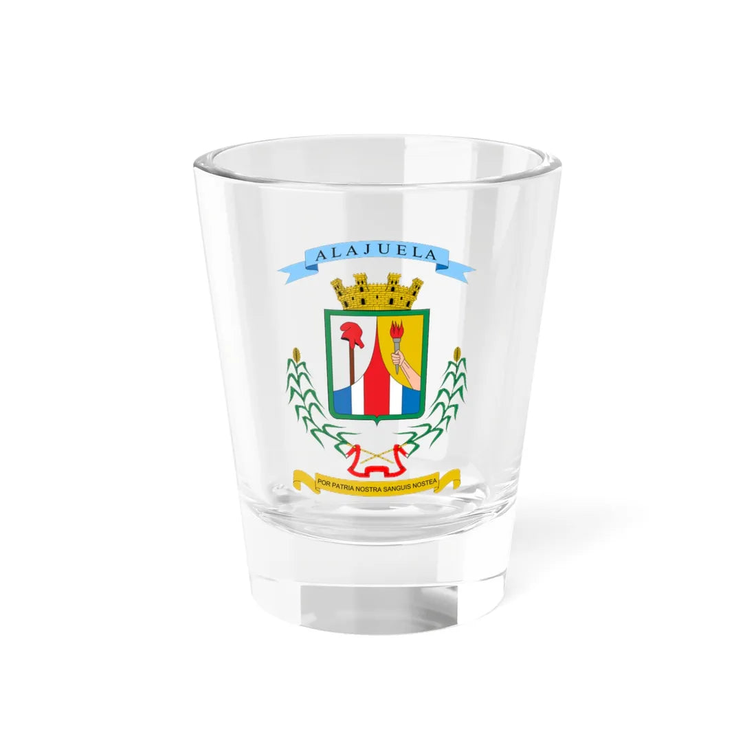 Escudo de la Provincia de Alajuela (Costa Rica) (Coat of Arms) Shot Glass 1.5oz 1.5oz - Go Mug Yourself