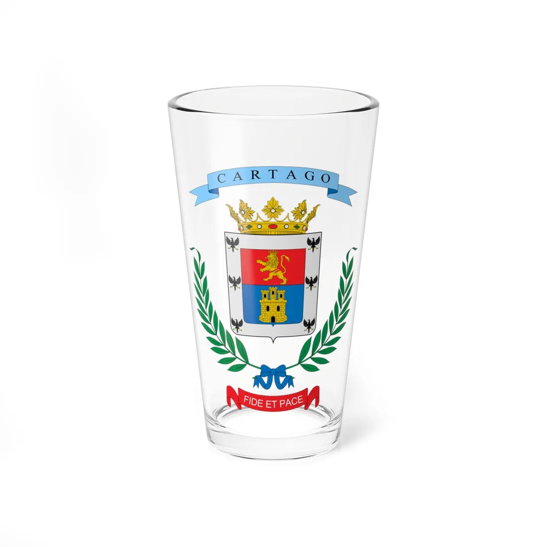 Escudo de la Provincia de Cartago (Costa Rica) (Coat of Arms) Pint Glass 16oz 16oz - Go Mug Yourself