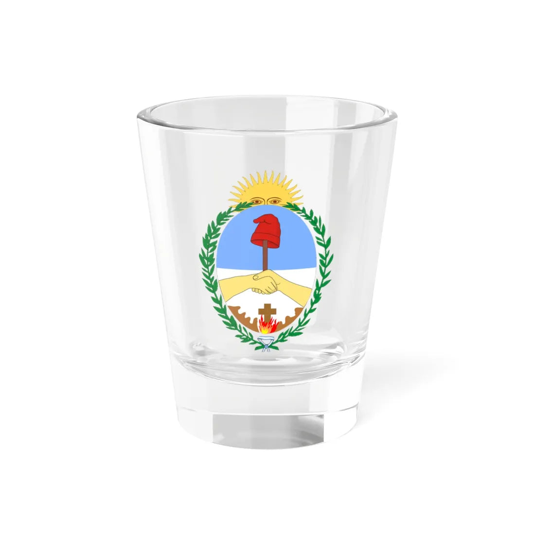 Escudo de la Provincia de Corrientes variante 1 (Argentina) (Coat of Arms) Shot Glass 1.5oz 1.5oz - Go Mug Yourself