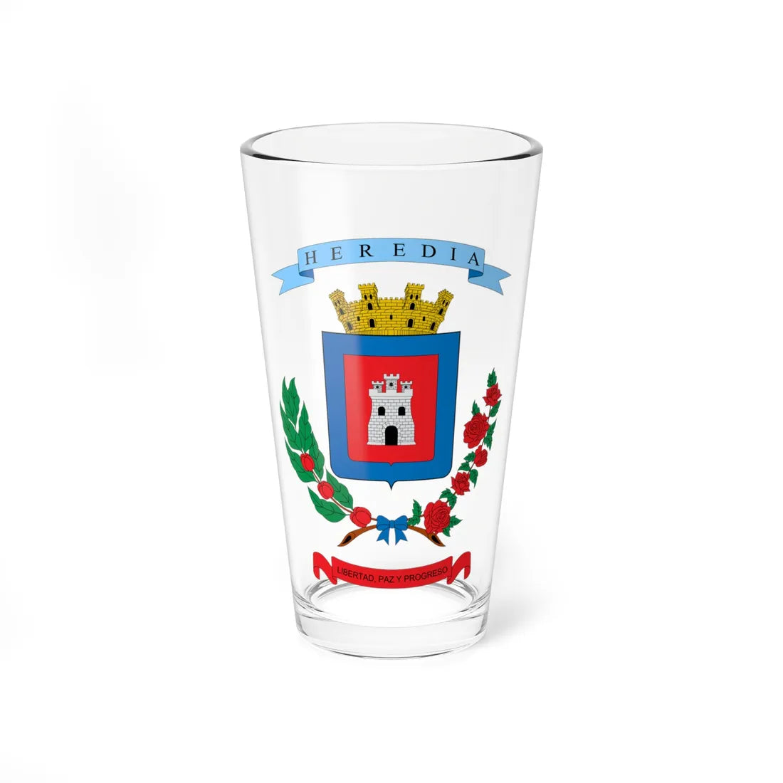 Escudo de la Provincia de Heredia (Costa Rica) (Coat of Arms) Pint Glass 16oz 16oz - Go Mug Yourself