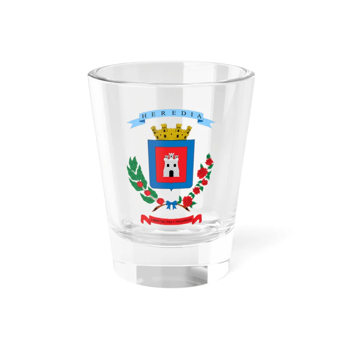 Escudo de la Provincia de Heredia (Costa Rica) (Coat of Arms) Shot Glass 1.5oz 1.5oz - Go Mug Yourself