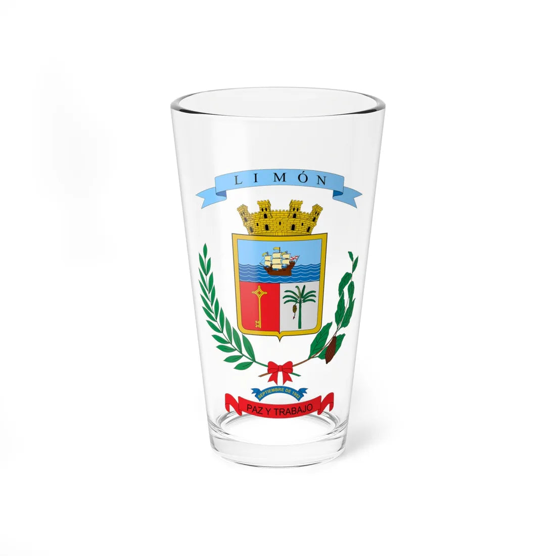 Escudo de la Provincia de Limón (Costa Rica) (Coat of Arms) Pint Glass 16oz 16oz - Go Mug Yourself