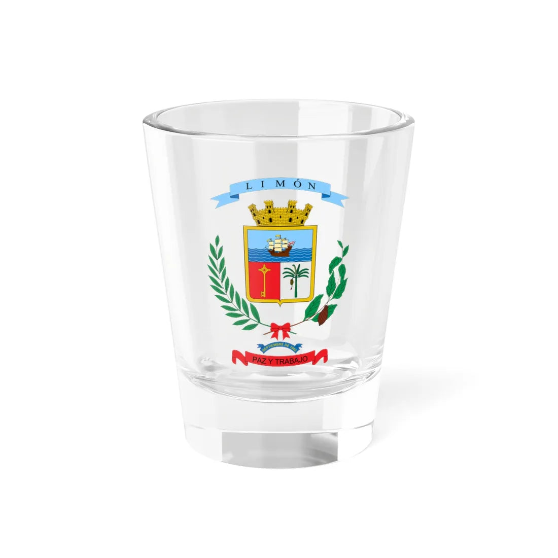 Escudo de la Provincia de Limón (Costa Rica) (Coat of Arms) Shot Glass 1.5oz 1.5oz - Go Mug Yourself