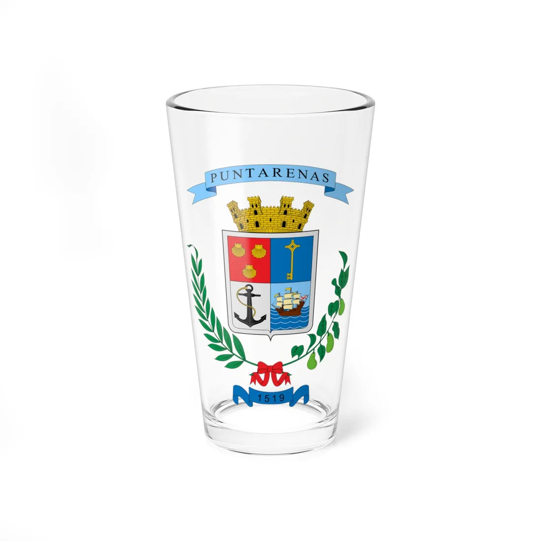 Escudo de la Provincia de Puntarenas (Costa Rica) (Coat of Arms) Pint Glass 16oz 16oz - Go Mug Yourself